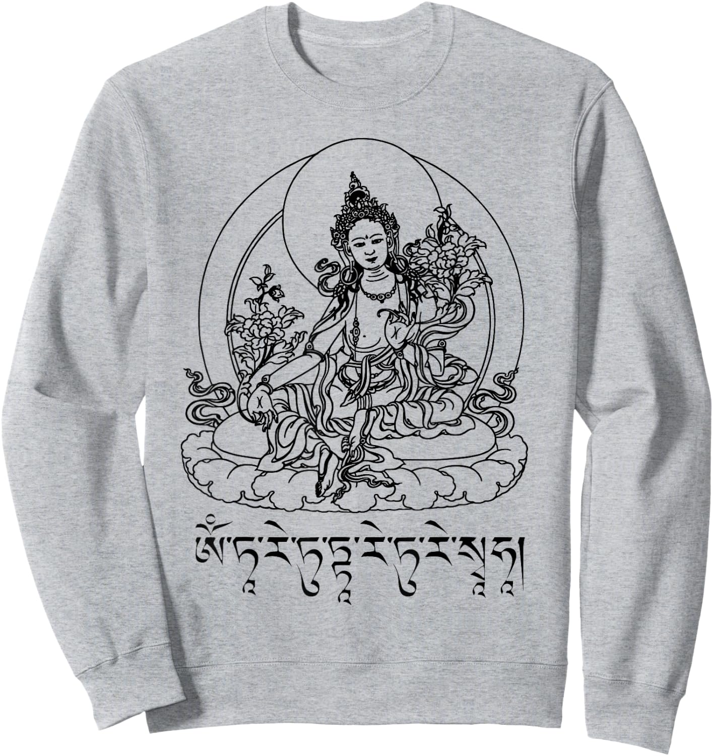 Buddha Green Tara Mantra Tibetan Buddhism Vajrayana Sweatshirt - Sweatshirt | Ash
