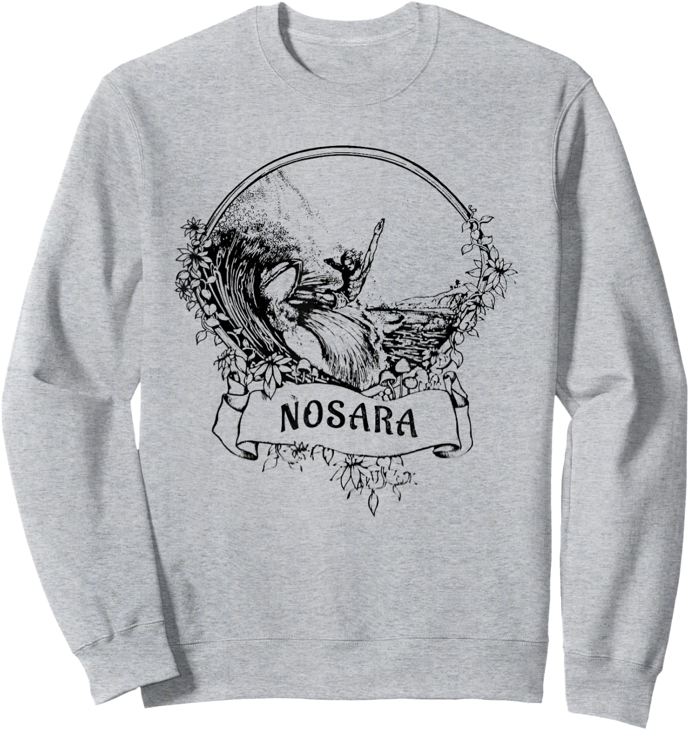 Surfing Nosara, Costa Rica Vintage Retro Throwback Surfer Sweatshirt - Sweatshirt | Ash