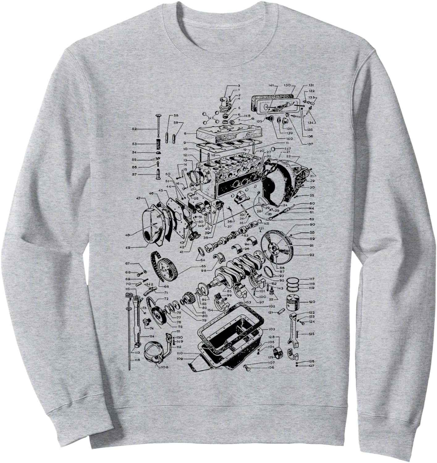 Engine Drawing, Engineer, Work Blocks and Mechanic Sweatshirt - Sweatshirt | Ash