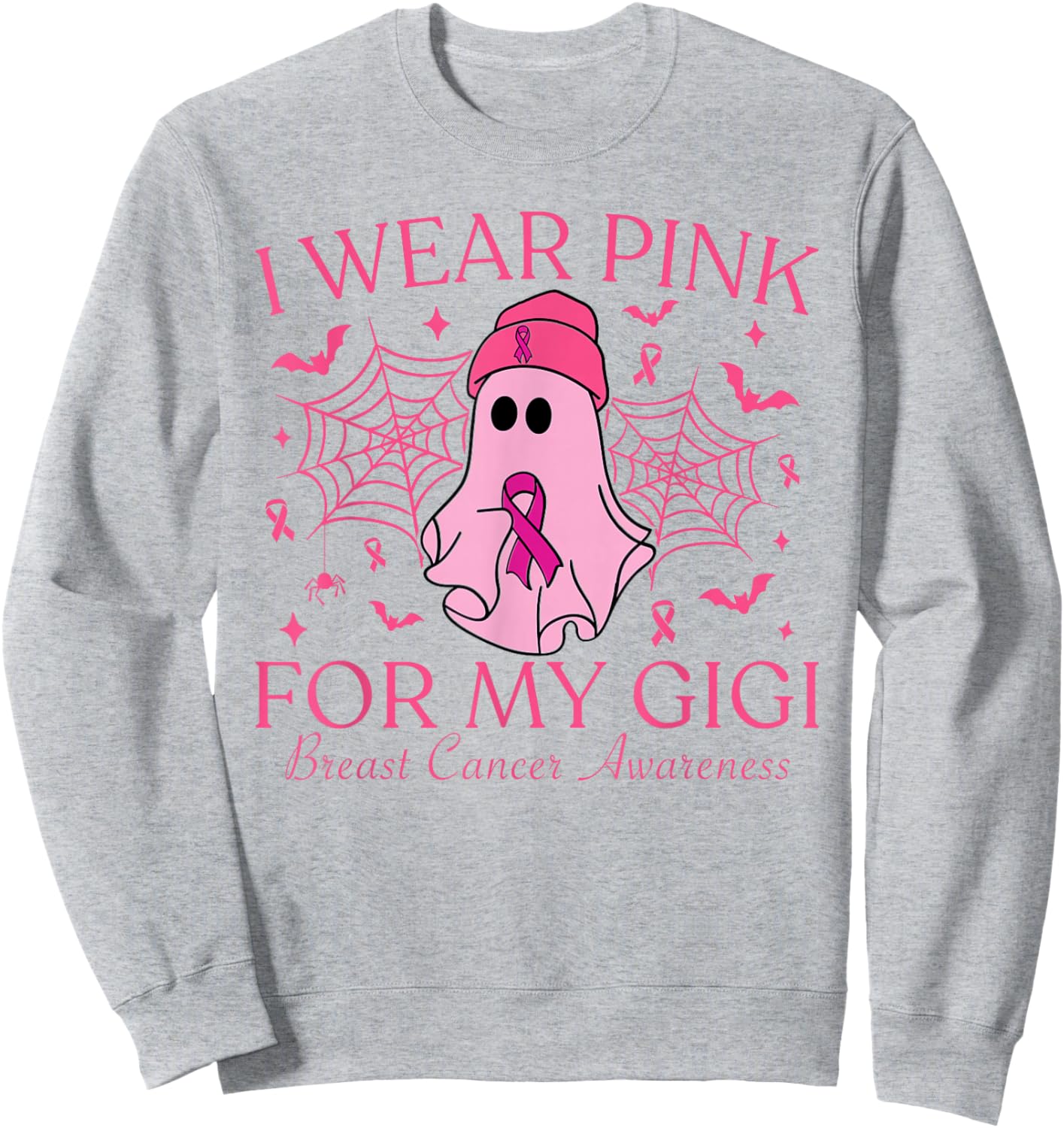 I Wear Pink For My Gigi Halloween Breast Cancer Women Sweatshirt - Sweatshirt | Ash