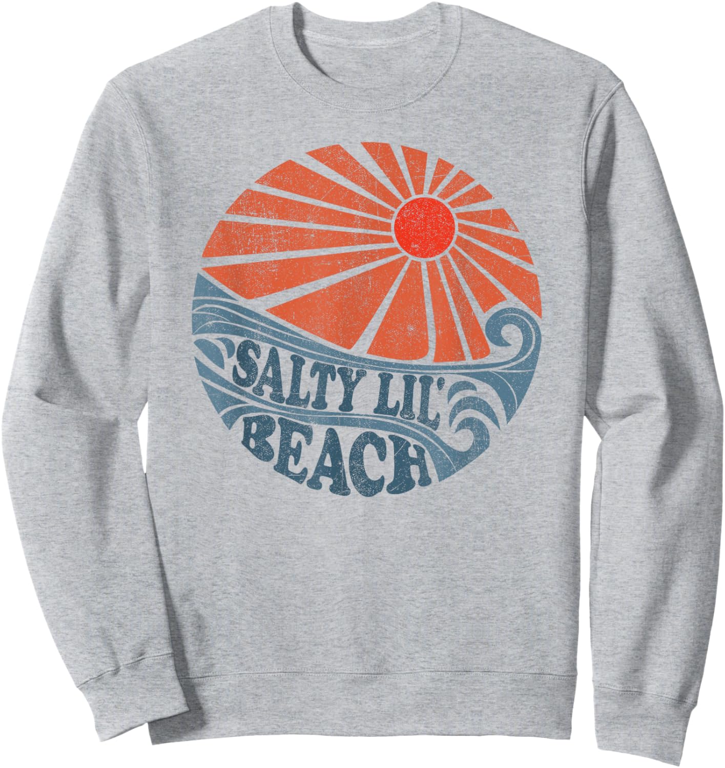 Vintage Salty Lil Beach Funny Retro Sun 70's Vacation Sweatshirt - Sweatshirt | Ash