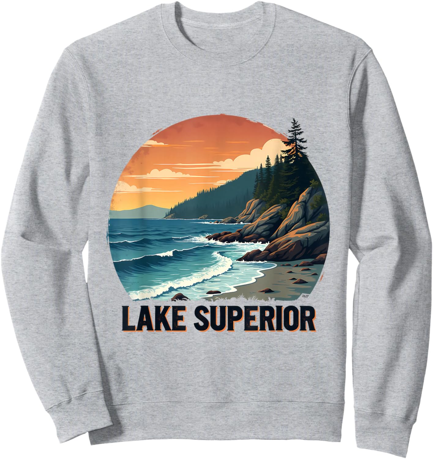Lake Superior Scenic Nature Artwork Sweatshirt - Sweatshirt | Ash