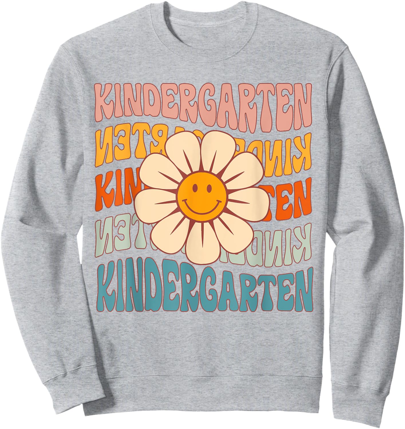 Retro Kindergarten Daisy Colorful Back To School Student Kid Sweatshirt - Sweatshirt | Ash