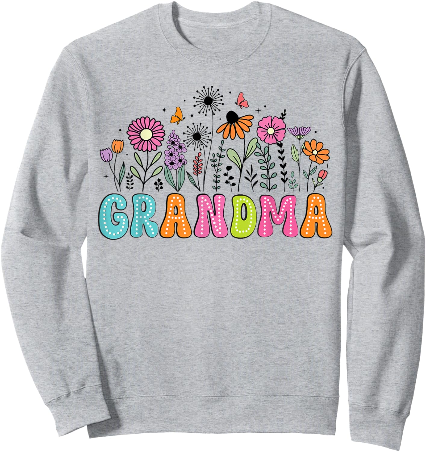 Groovy Wildflower Grandma Floral Grandma Mother's Day Sweatshirt - Sweatshirt | Ash
