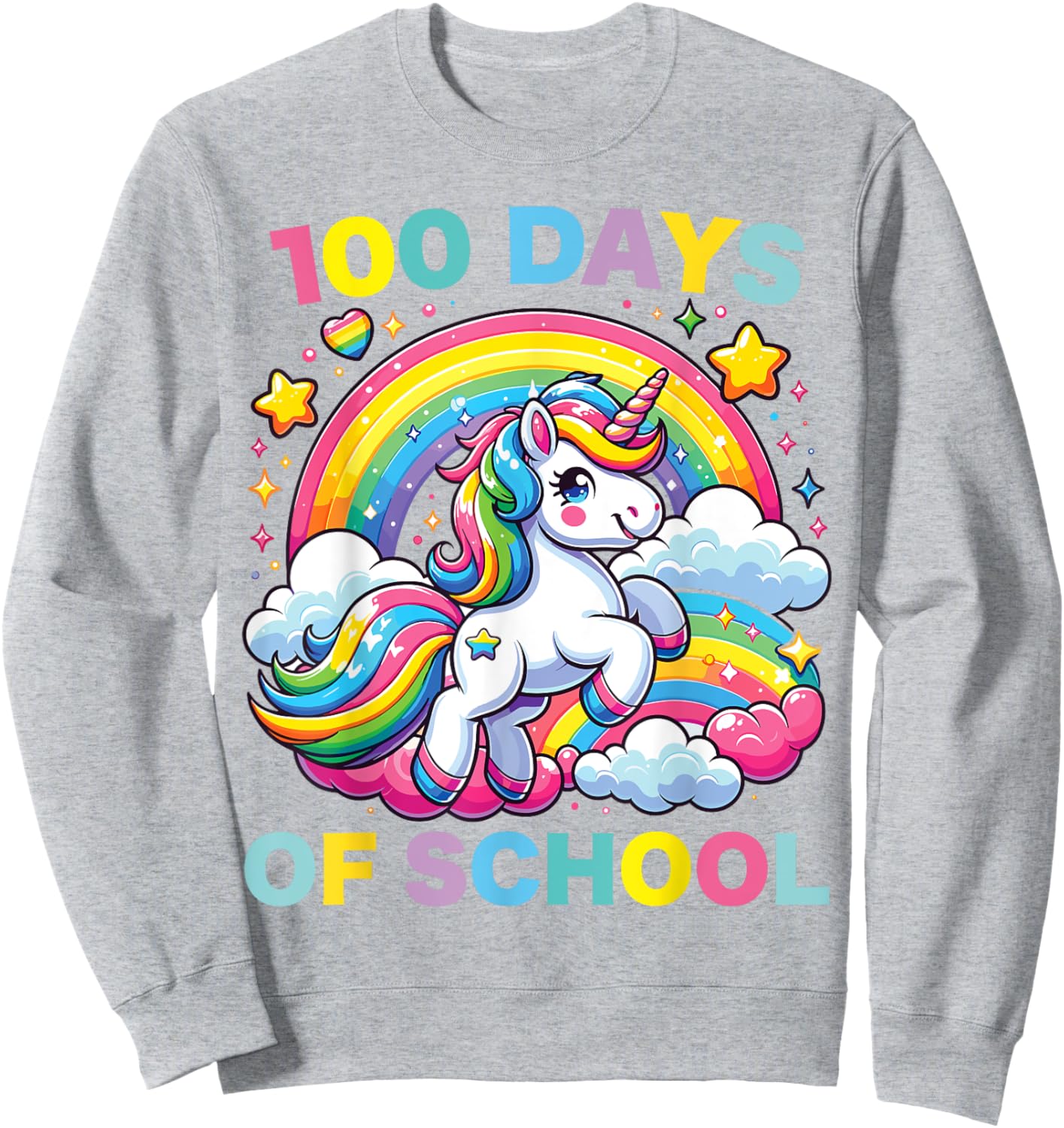 100 Days of School Unicorn Girls Teacher 100th Day of School Sweatshirt - Sweatshirt | Ash