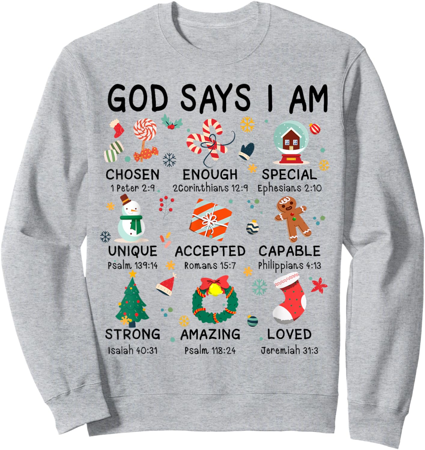 God Says I Am Cute Christmas Xmas Christian Boys Girls Sweatshirt - Sweatshirt | Ash
