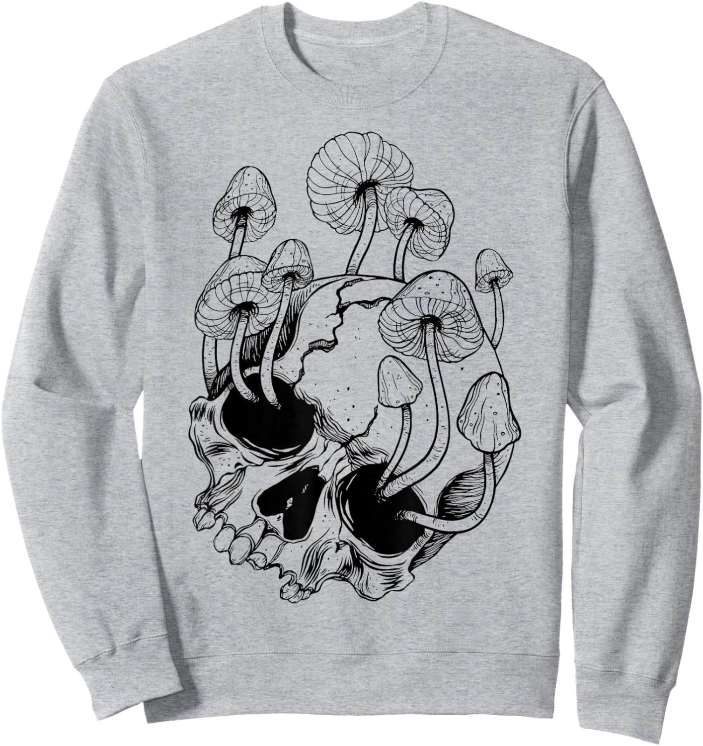 Overgrown Skull Mushrooms Death Life Sweatshirt - Sweatshirt | Ash