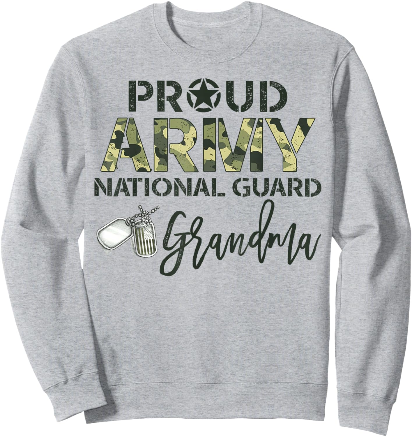 Proud Army National Guard Grandma Military Family Matching Sweatshirt - Sweatshirt | Ash