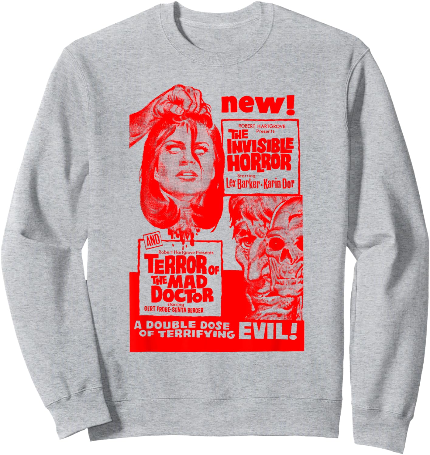 Mad Doctor Terror Halloween Monster Poster Horror Movie Sweatshirt - Sweatshirt | Ash