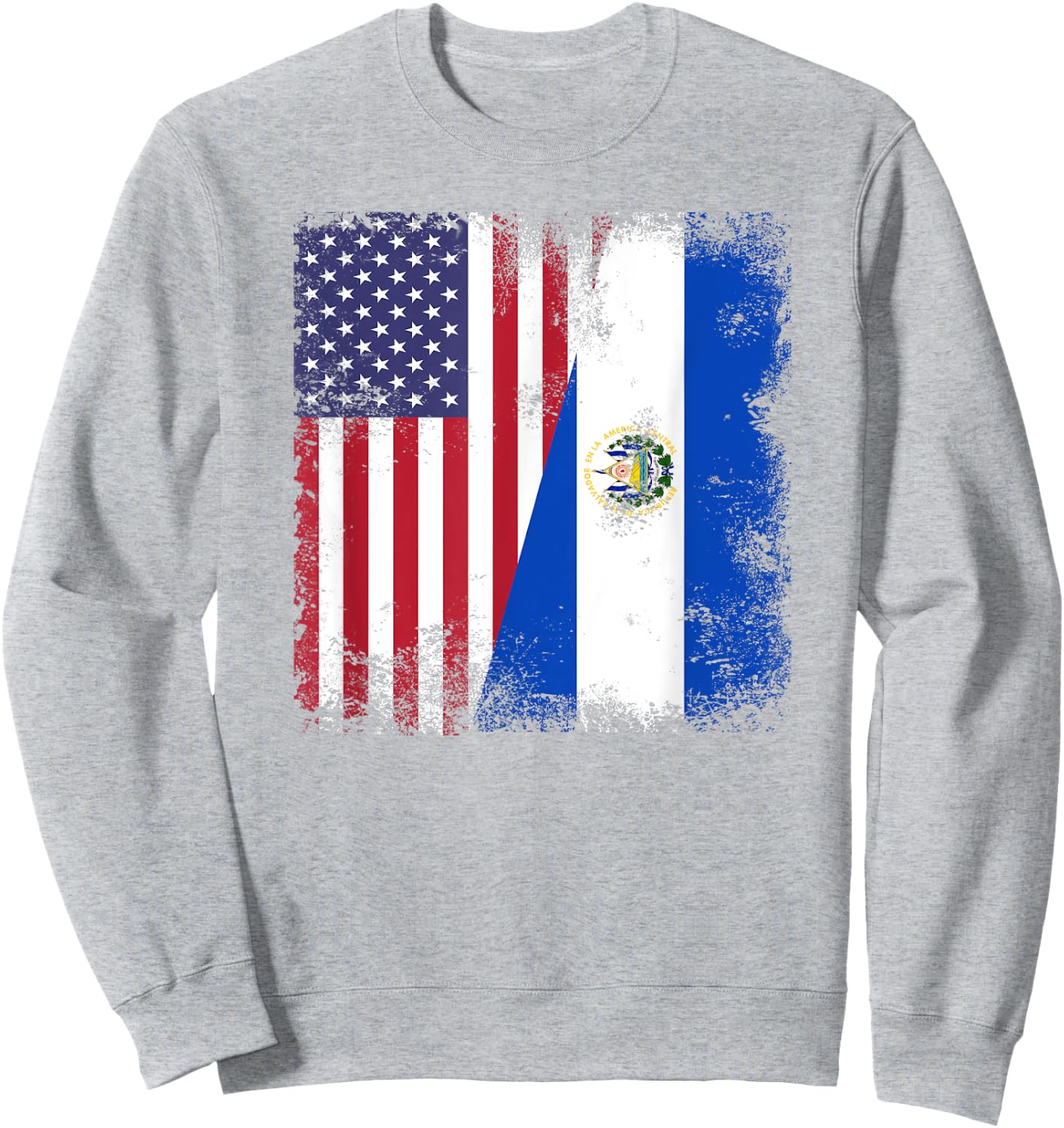 Half Salvadoran Flag | Vintage El Salvador USA Gift Sweatshirt - Sweatshirt | Ash