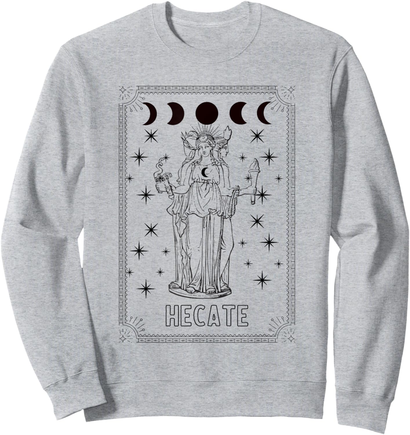 Triple Moon Goddess Hecate Tarot Card Wiccan Pagan Witch Sweatshirt - Sweatshirt | Ash