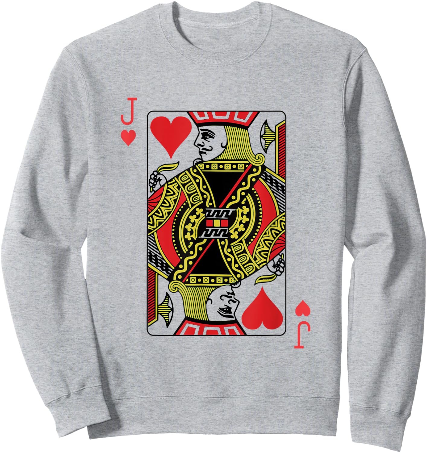 Jack of Hearts Playing Card Poker Sweatshirt - Sweatshirt | Ash