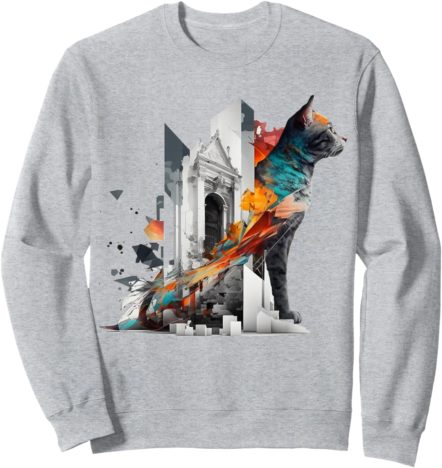 Cat Architecture Colourful Animal Pet Art Cat Men Women Kids Sweatshirt - Sweatshirt | Ash