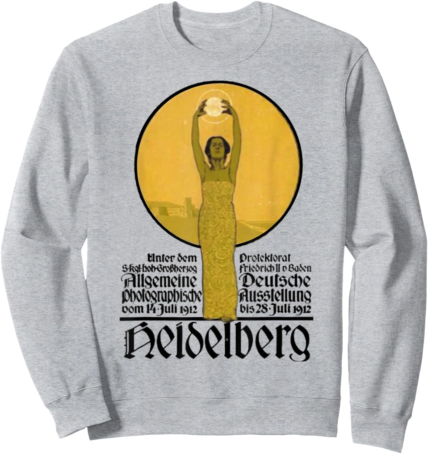 Antique German Rare 1912 Heidelberg Germany Photography Exhibition Grey Cotton 100% Short Sleeve Sweatshirt - Sweatshirt | Ash