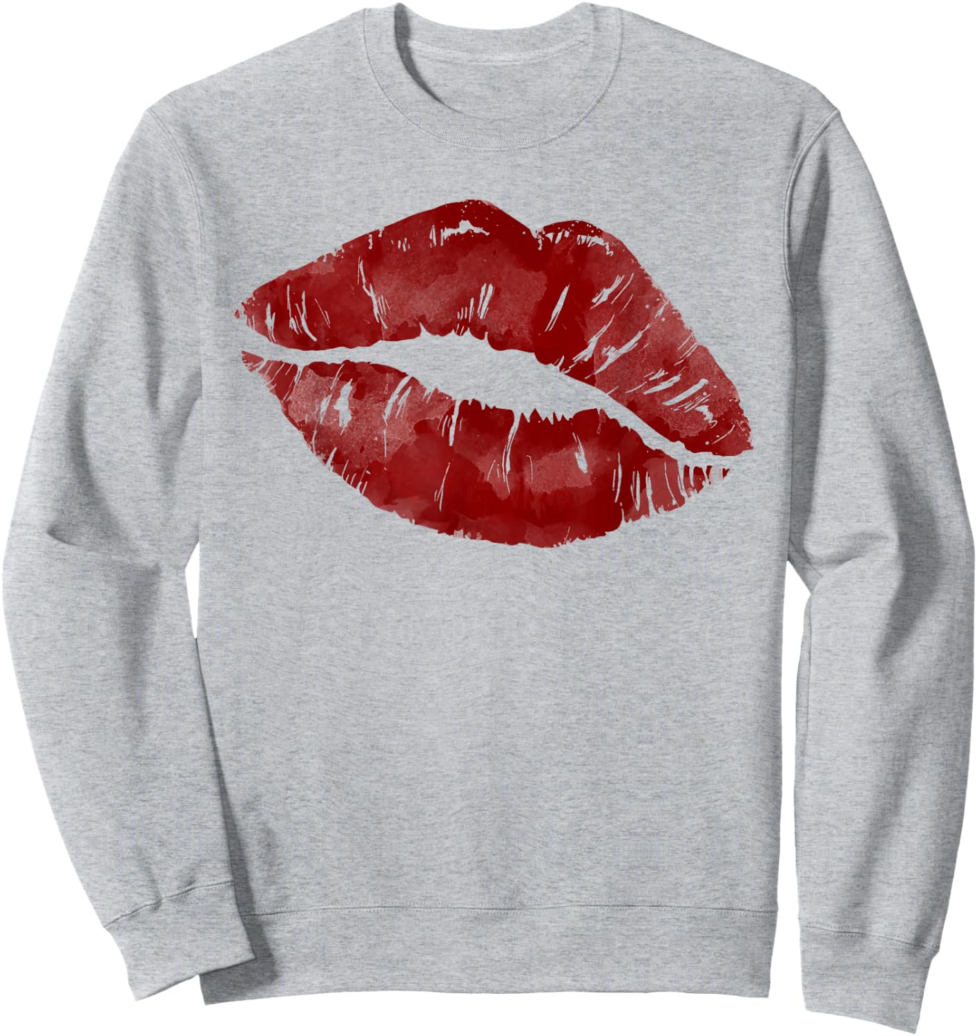 Sexy Red Hot Moist Lips Print Lipstick Kiss Me Clip Art Sweatshirt - Sweatshirt | Ash