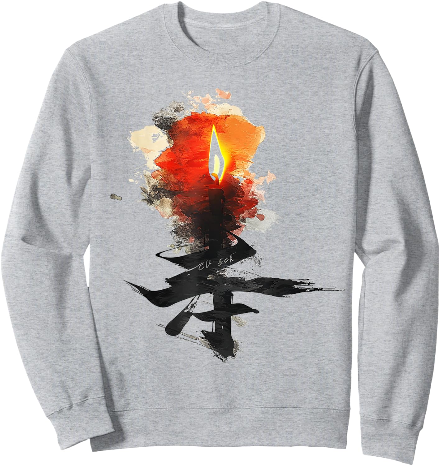 Anime Manga Abstract Motif Drawing Illustration Flame Anime Sweatshirt - Sweatshirt | Ash