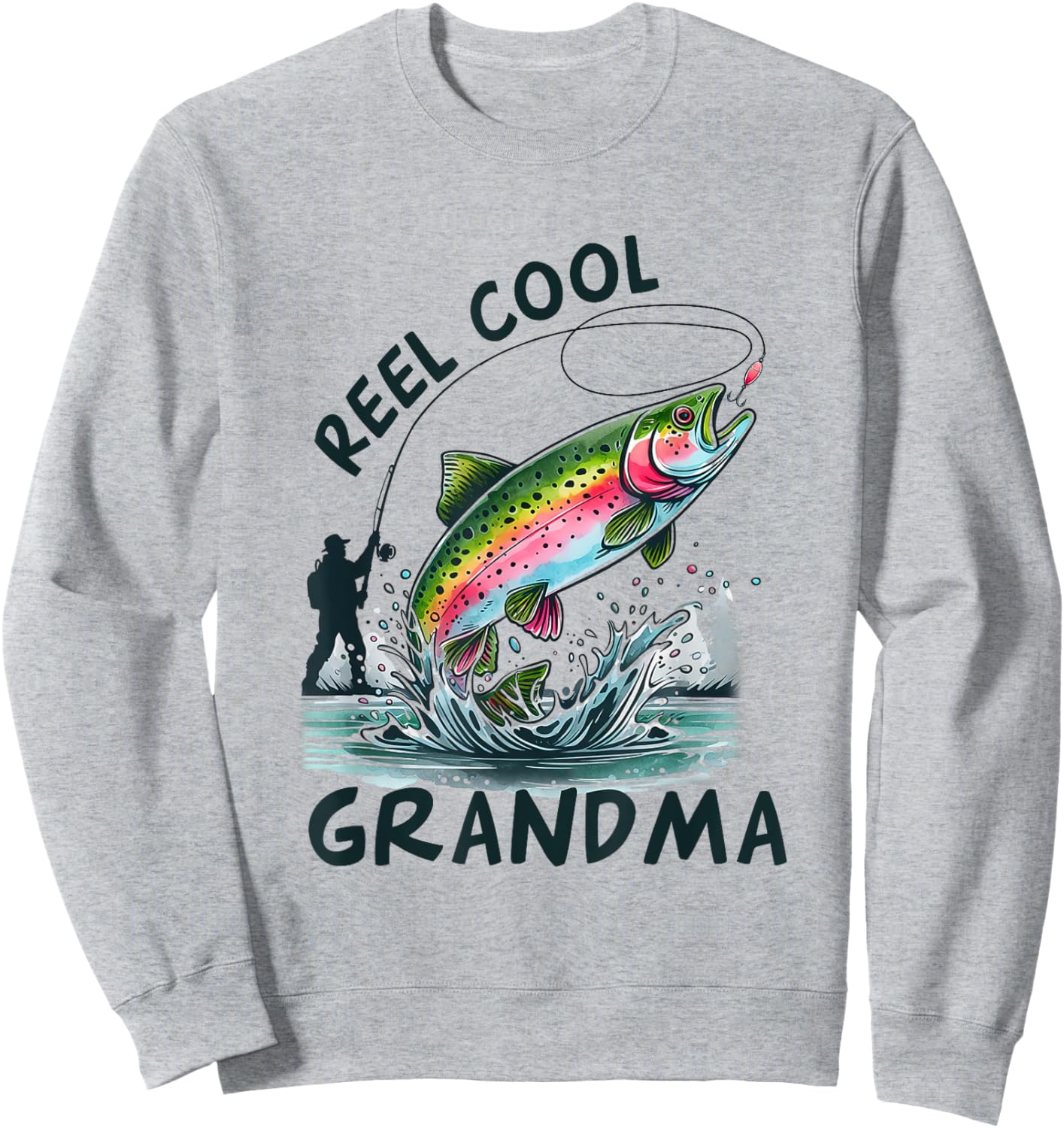 Reel Cool Grandma Birthday Party Fishing Matching Family Sweatshirt - Sweatshirt | Ash