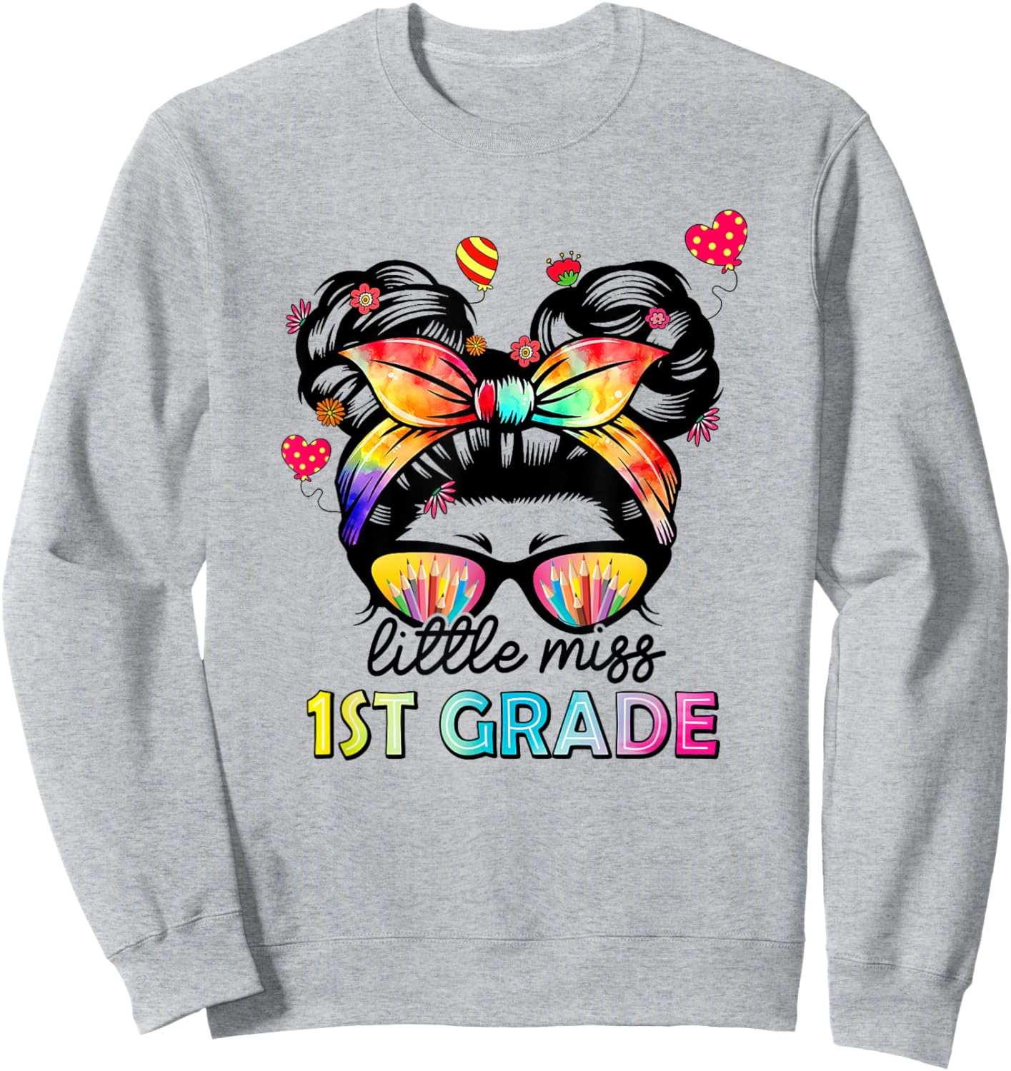 Little Miss First Grade Back To School 1st Grade Girls Sweatshirt - Sweatshirt | Ash