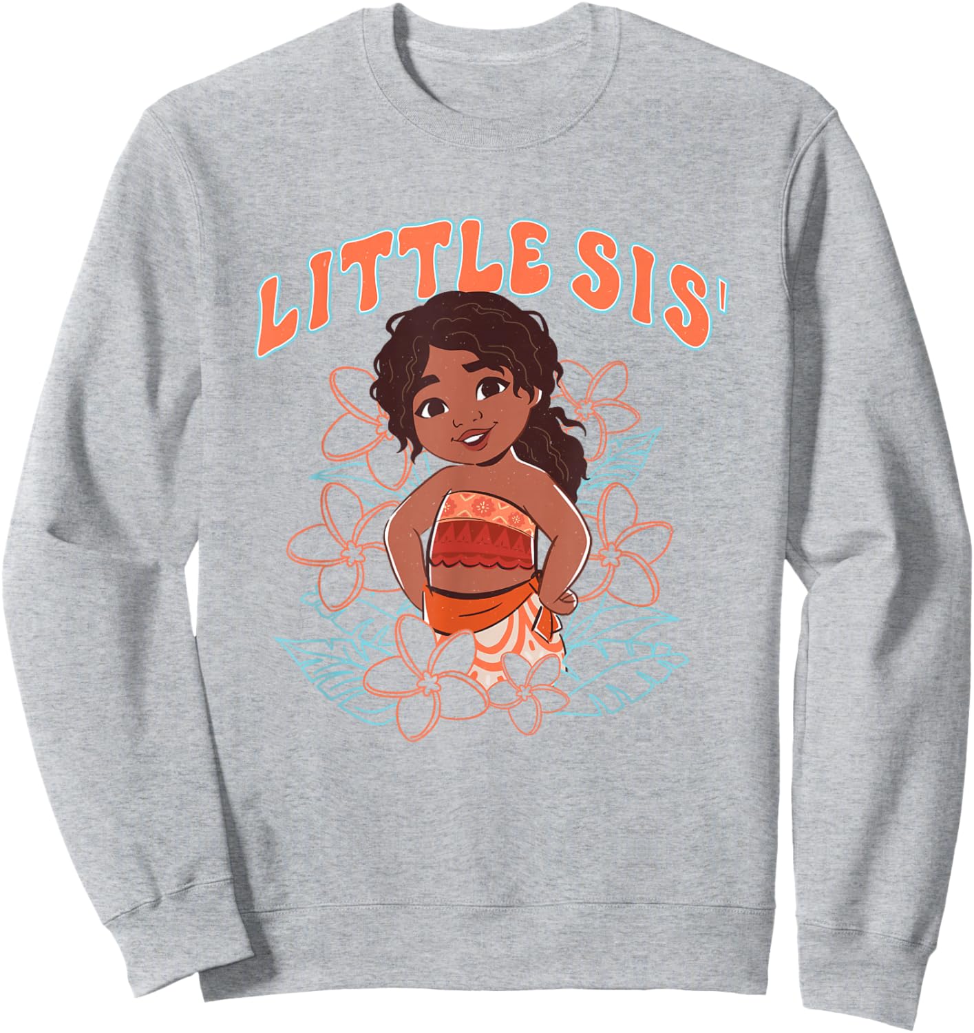Disney Moana 2 Little Sis' Cute Simea Tropical Floral Logo Sweatshirt - Sweatshirt | Ash