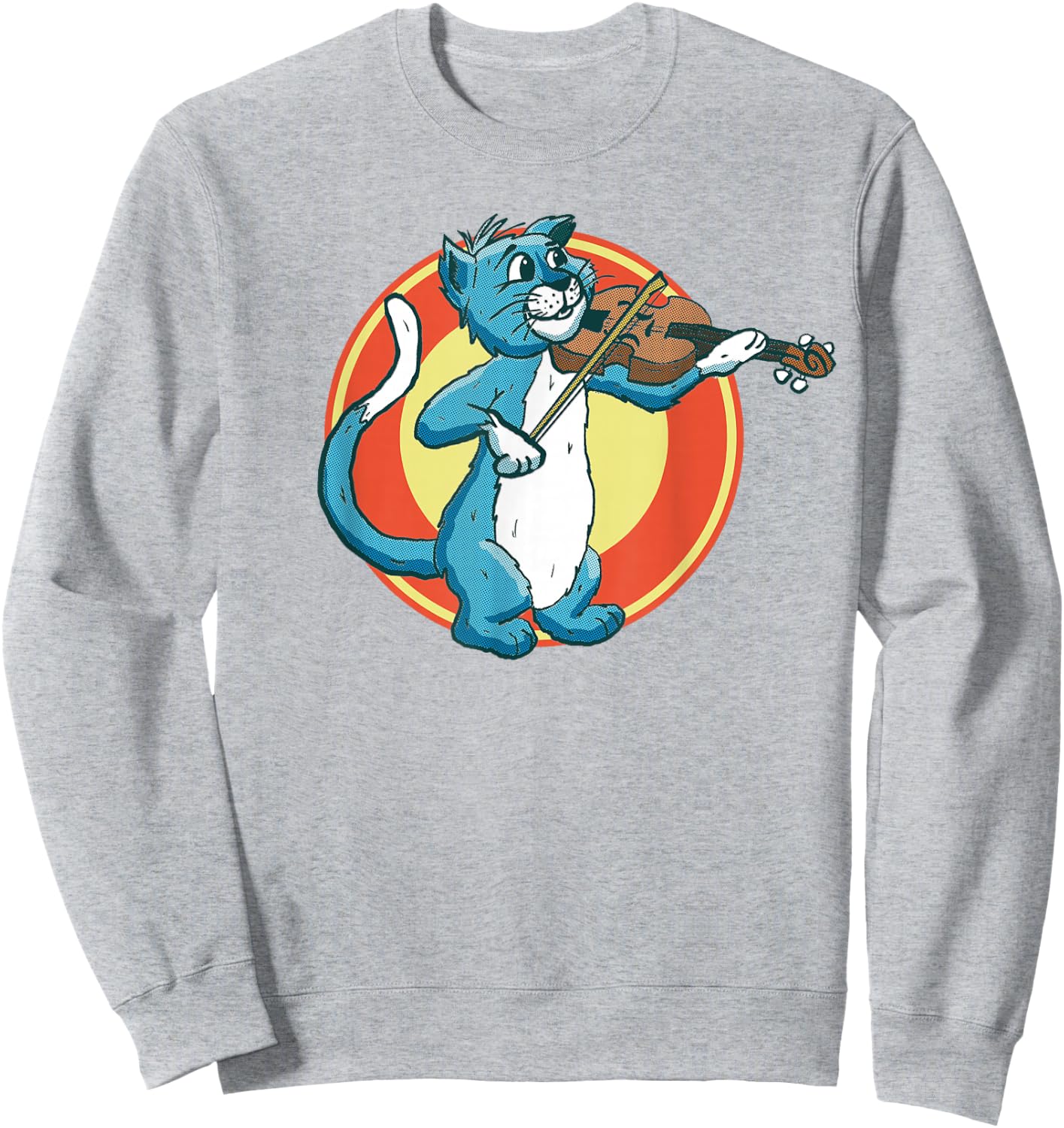 Cat Playing Violin Fiddle Alley Cat Music Violinist Funny Sweatshirt - Sweatshirt | Ash