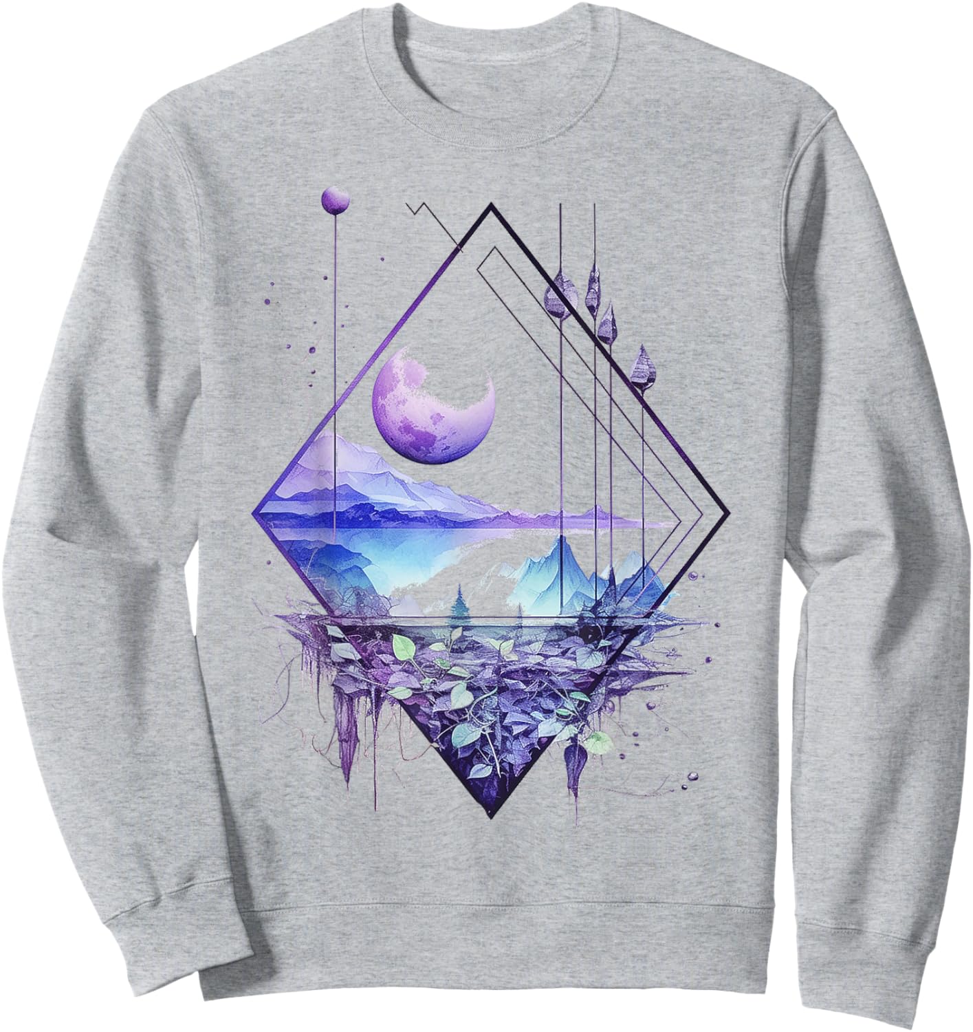 Nature Lover Polygon Art Geometric Abstract Graphic Nature Sweatshirt - Sweatshirt | Ash