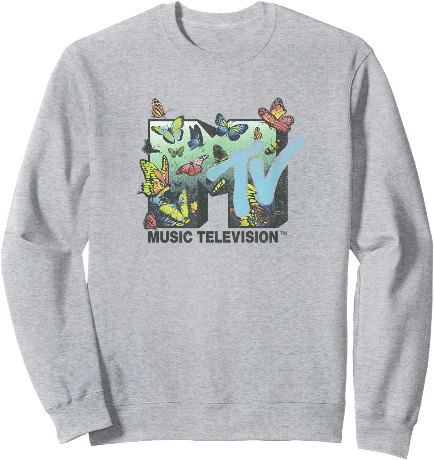 MTV Music Television Butterflies Flying Logo Sweatshirt - Sweatshirt | Ash