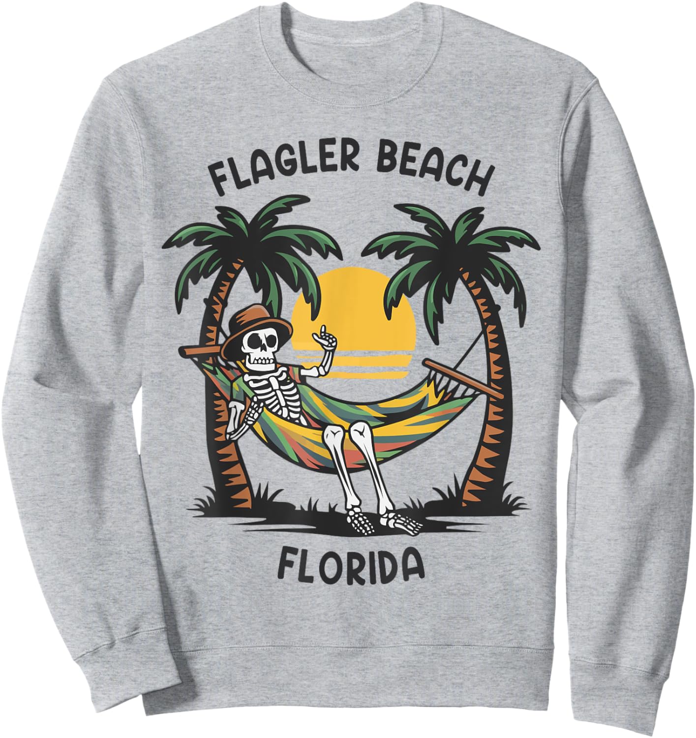 Vintage Flagler Beach Florida Palms FL Sunset Funny Sweatshirt - Sweatshirt | Ash
