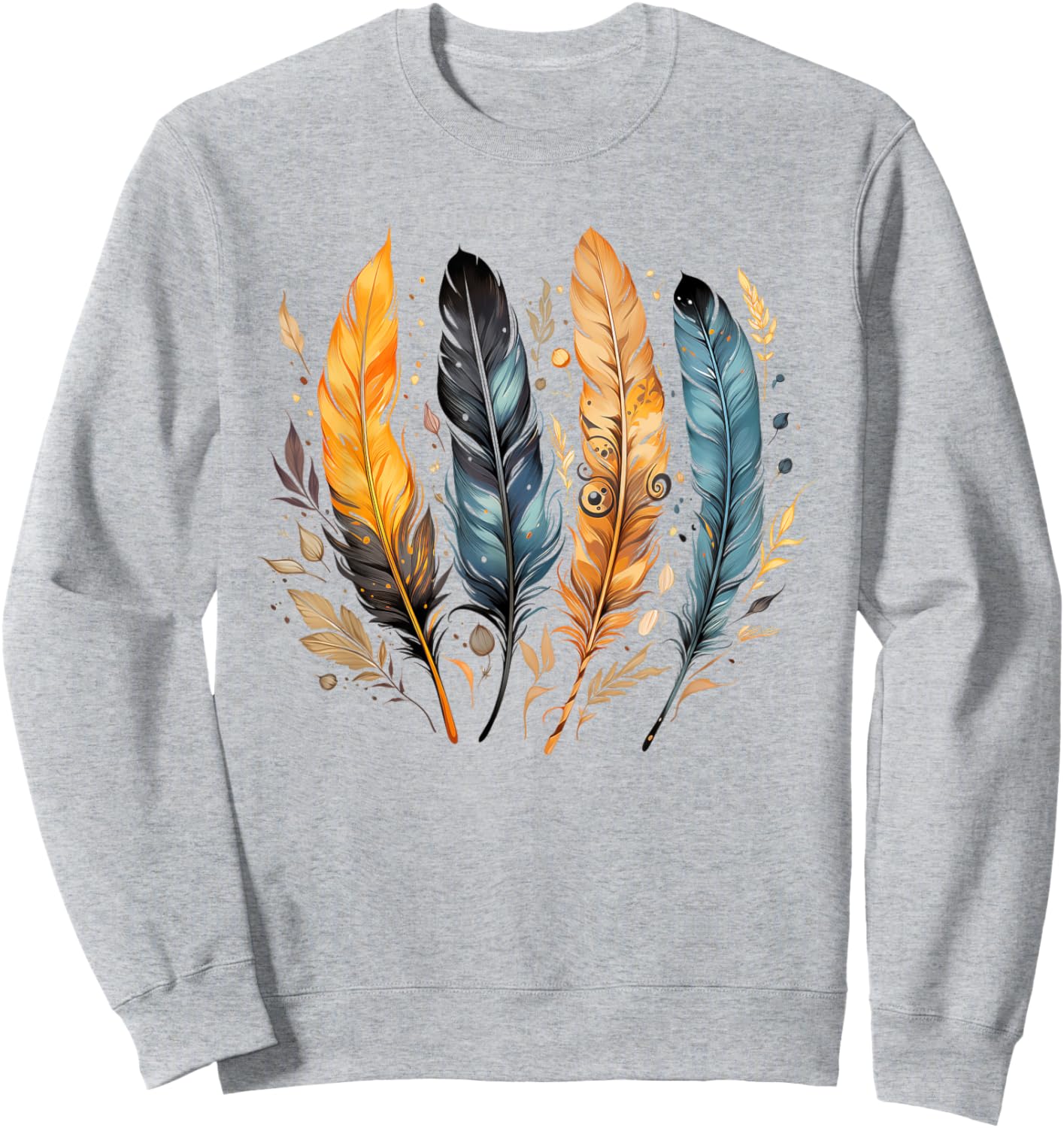 Colorful feathers, bird, Native Americans, symbol, pattern Sweatshirt - Sweatshirt | Ash