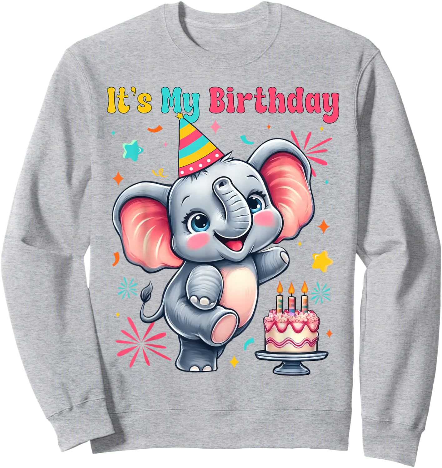 It's My Birthday Boys Girls Kids Toddler Elephant Birthday Sweatshirt - Sweatshirt | Ash