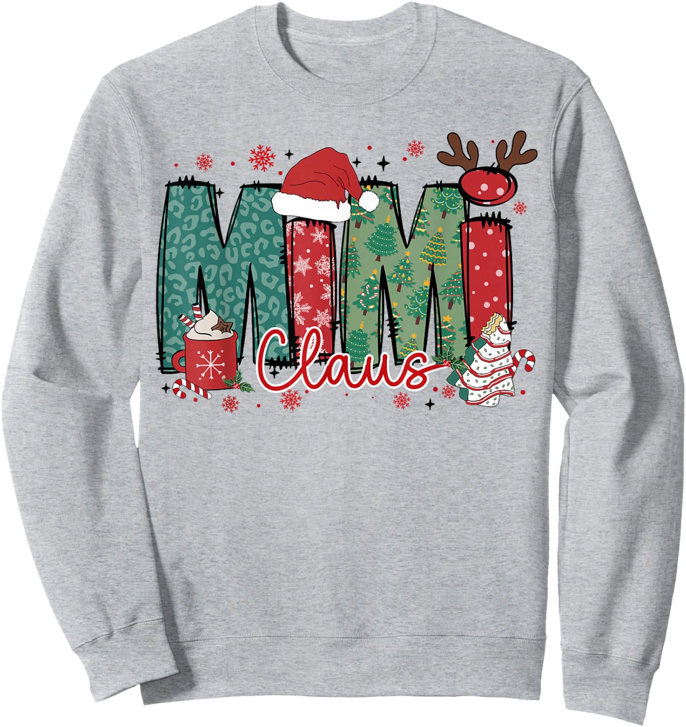 Mimi Claus Christmas Pajama Santa Claus Family Matching Sweatshirt - Sweatshirt | Ash