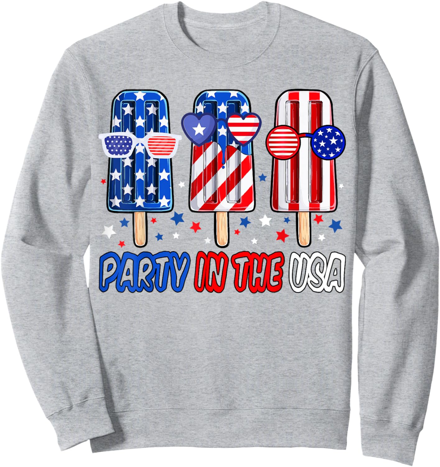 Party In USA 4th July Popsicle Shirt Boys USA Flag American Sweatshirt - Sweatshirt | Ash