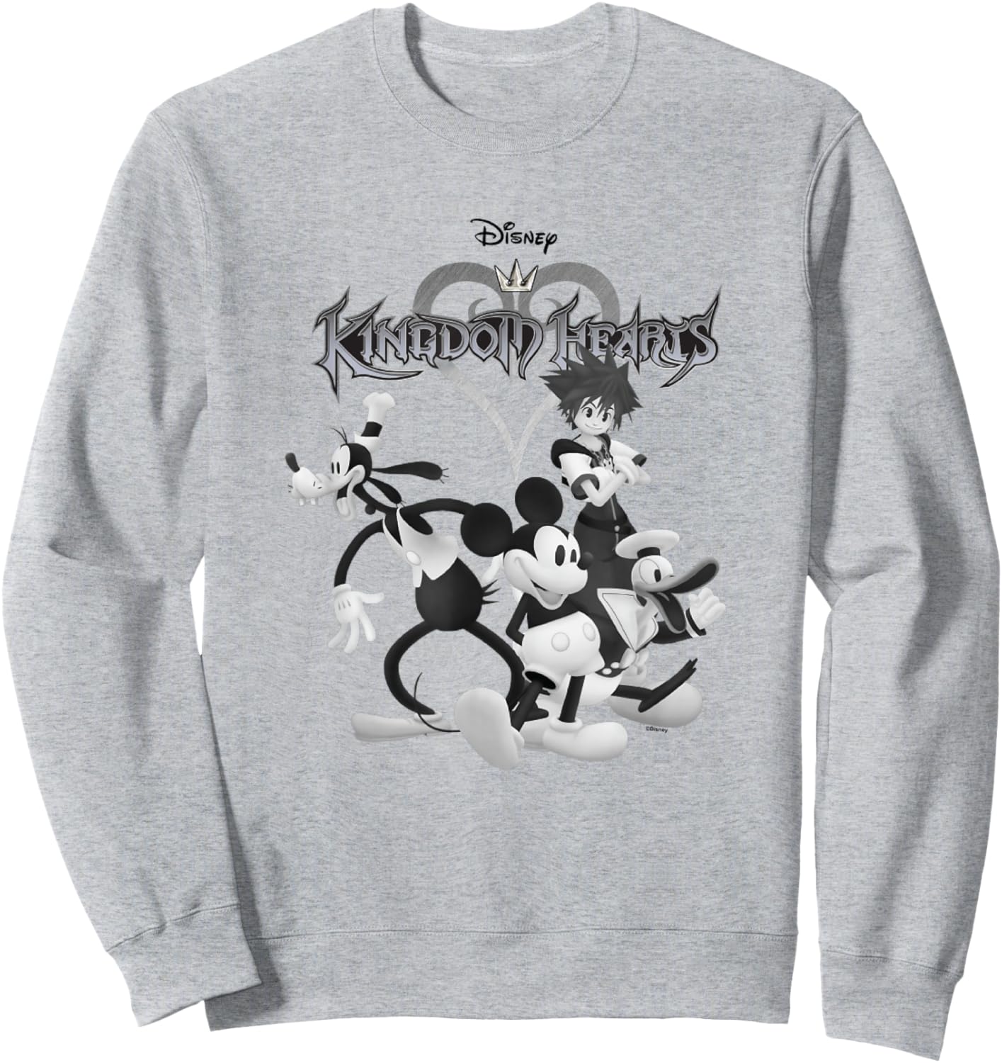 Kingdom Hearts Steamboat Heroes Black and White Sweatshirt - Sweatshirt | Ash