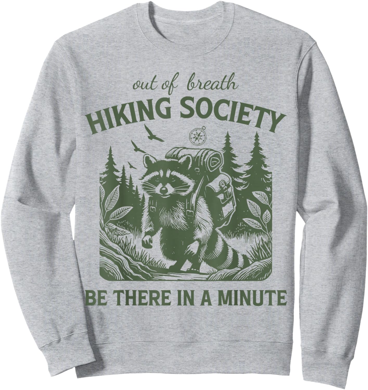 Retro Hiking Funny Raccoon Sweatshirt - Sweatshirt | Ash