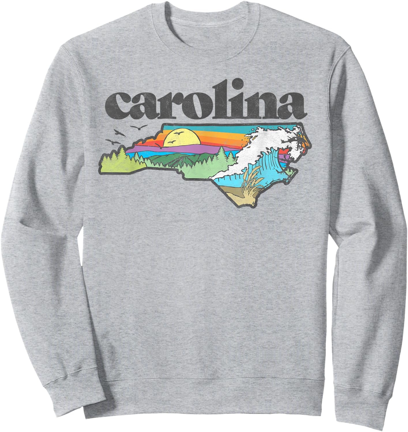 State of North Carolina Outdoors Retro Nature Sweatshirt - Sweatshirt | Ash