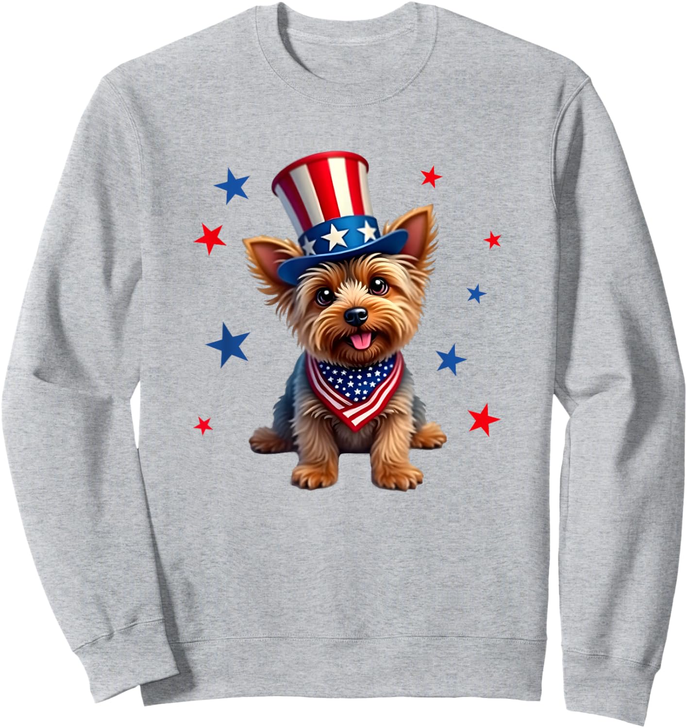 Yorkie, 4th of July, Yorkshire Terrier dog, Patriotic Sweatshirt - Sweatshirt | Ash
