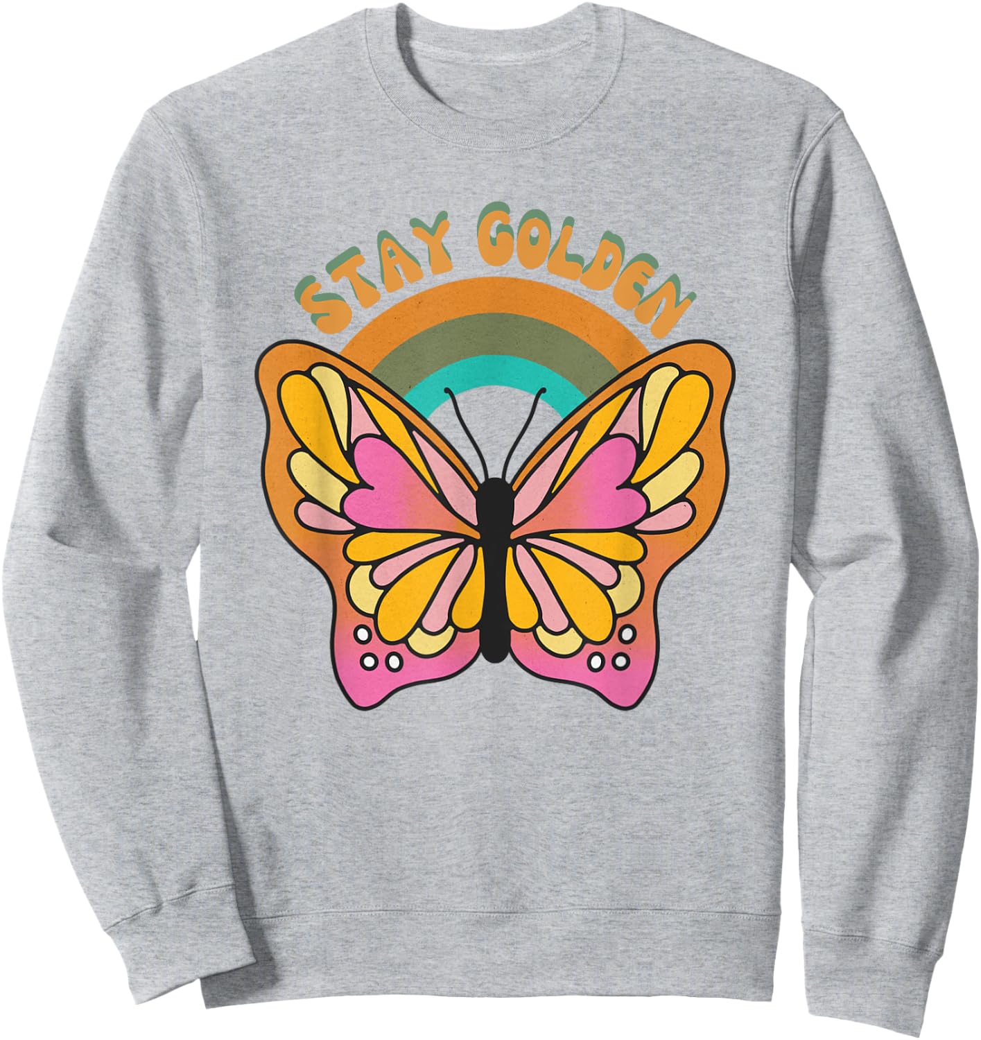 Stay Golden Butterfly Retro Vintage Sweatshirt - Sweatshirt | Ash
