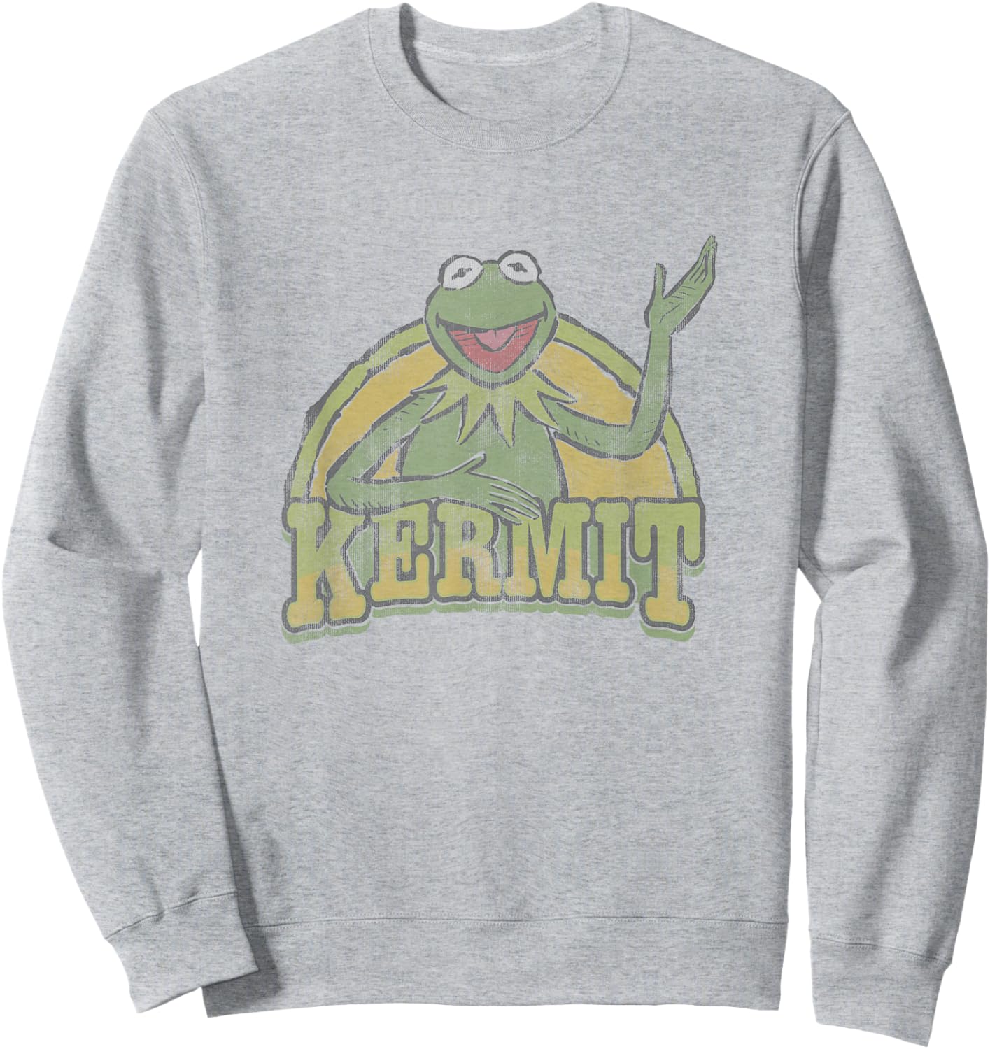 Disney The Muppets Vintage Retro Kermit The Frog Smile Logo Sweatshirt - Sweatshirt | Ash