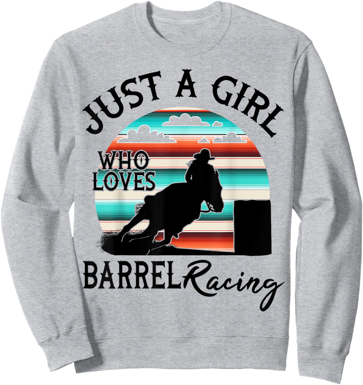 Western Rodeo Cowgirl Serape Sunset Horse Barrel Racing Sweatshirt - Sweatshirt | Ash