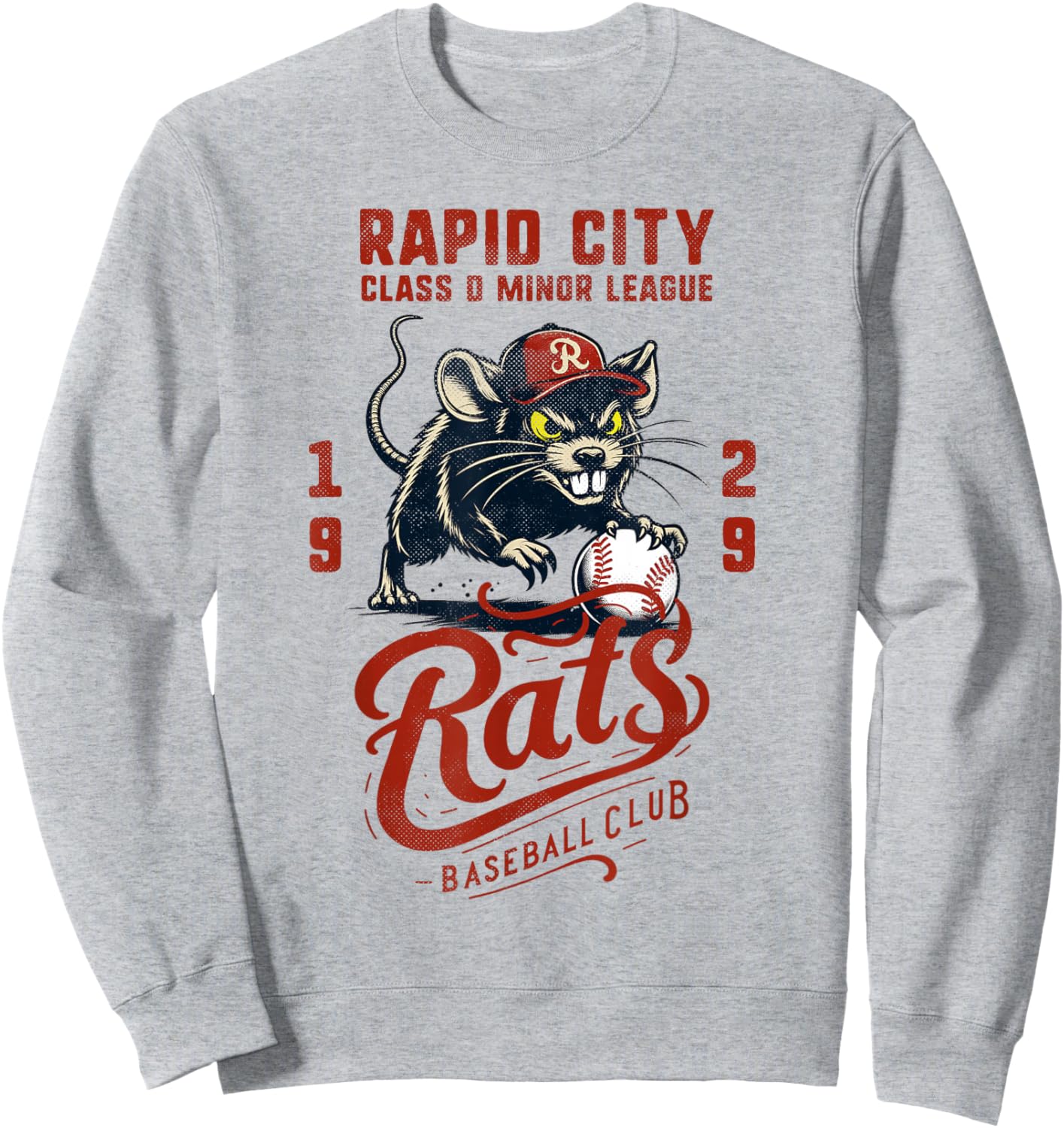 Rapid City Rats Retro Minor League Baseball Team Sweatshirt - Sweatshirt | Ash