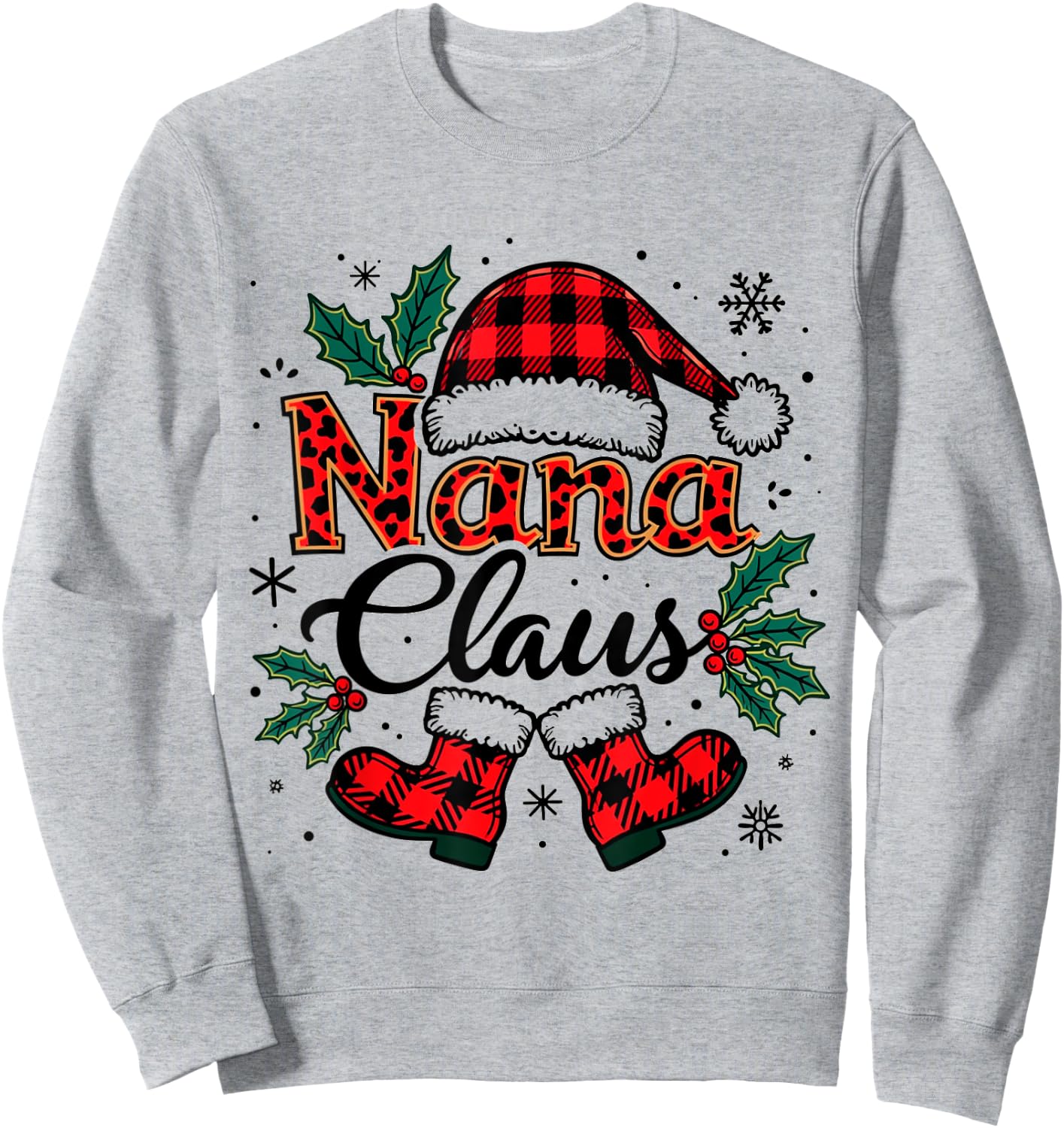 Nana Claus Santa Hat Christmas lights family Xmas Men Women Sweatshirt - Sweatshirt | Ash