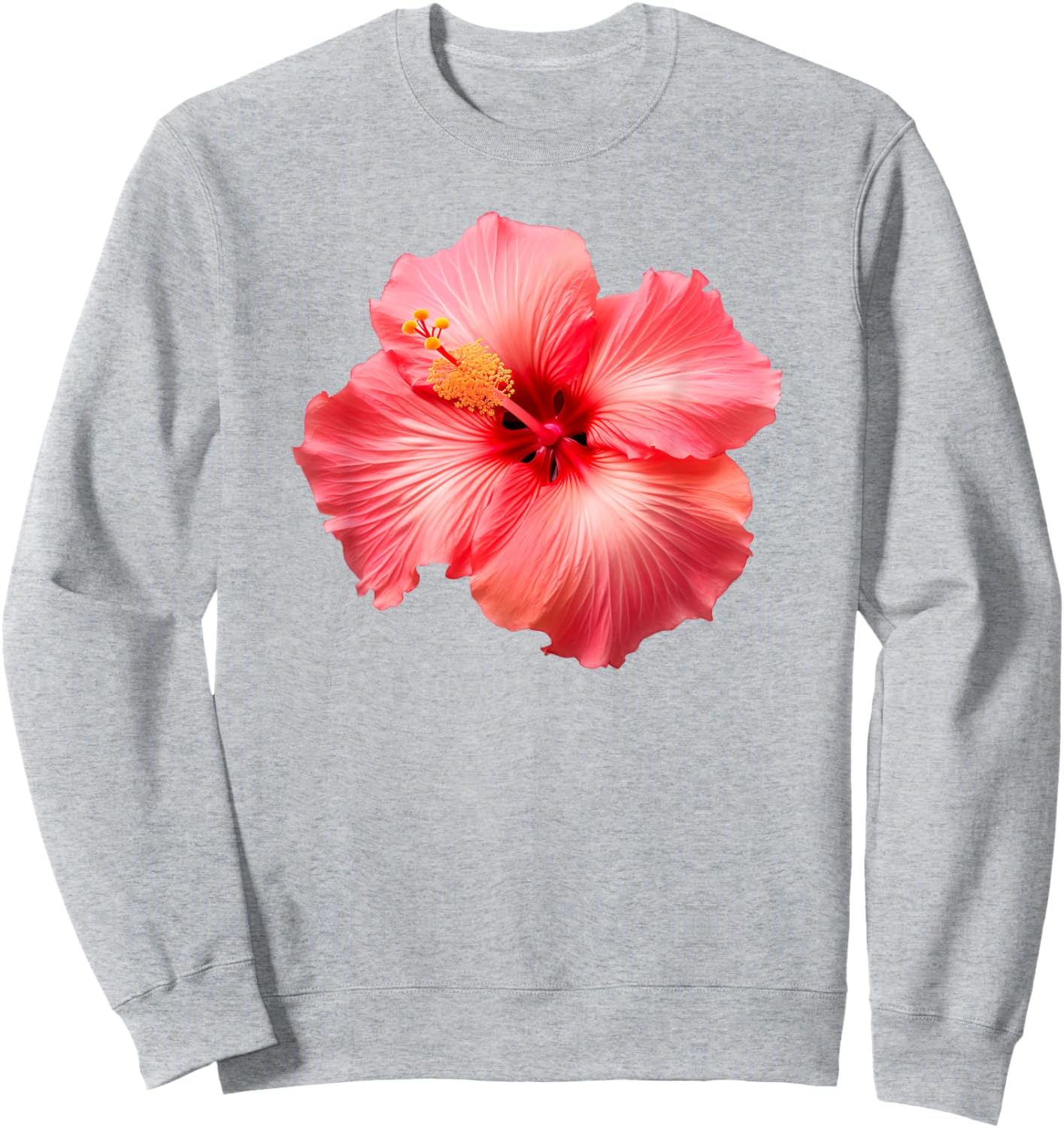 Flirty Pink Hibiscus Flower Vintage Hawaiian Sweatshirt - Sweatshirt | Ash