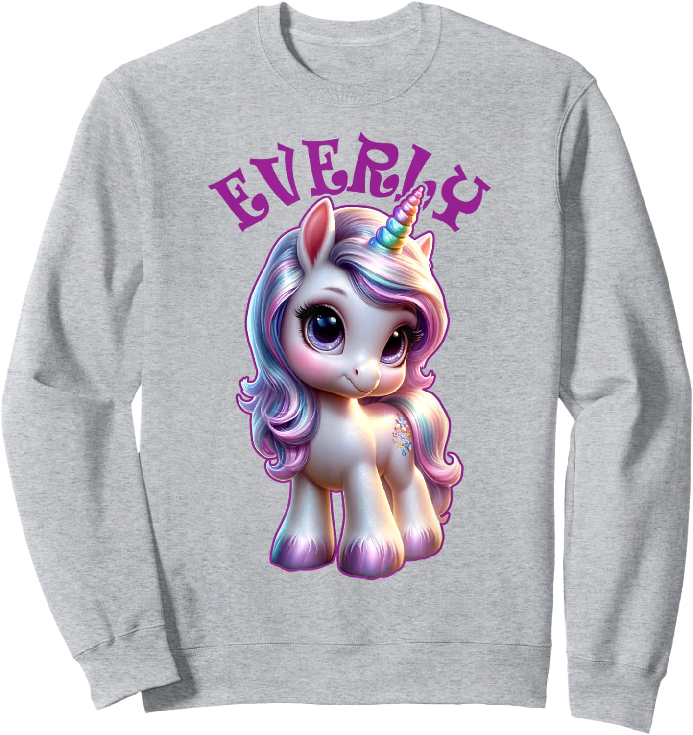 Everly Cute Unicorn Design for Girls Name Everly Sweatshirt - Sweatshirt | Ash