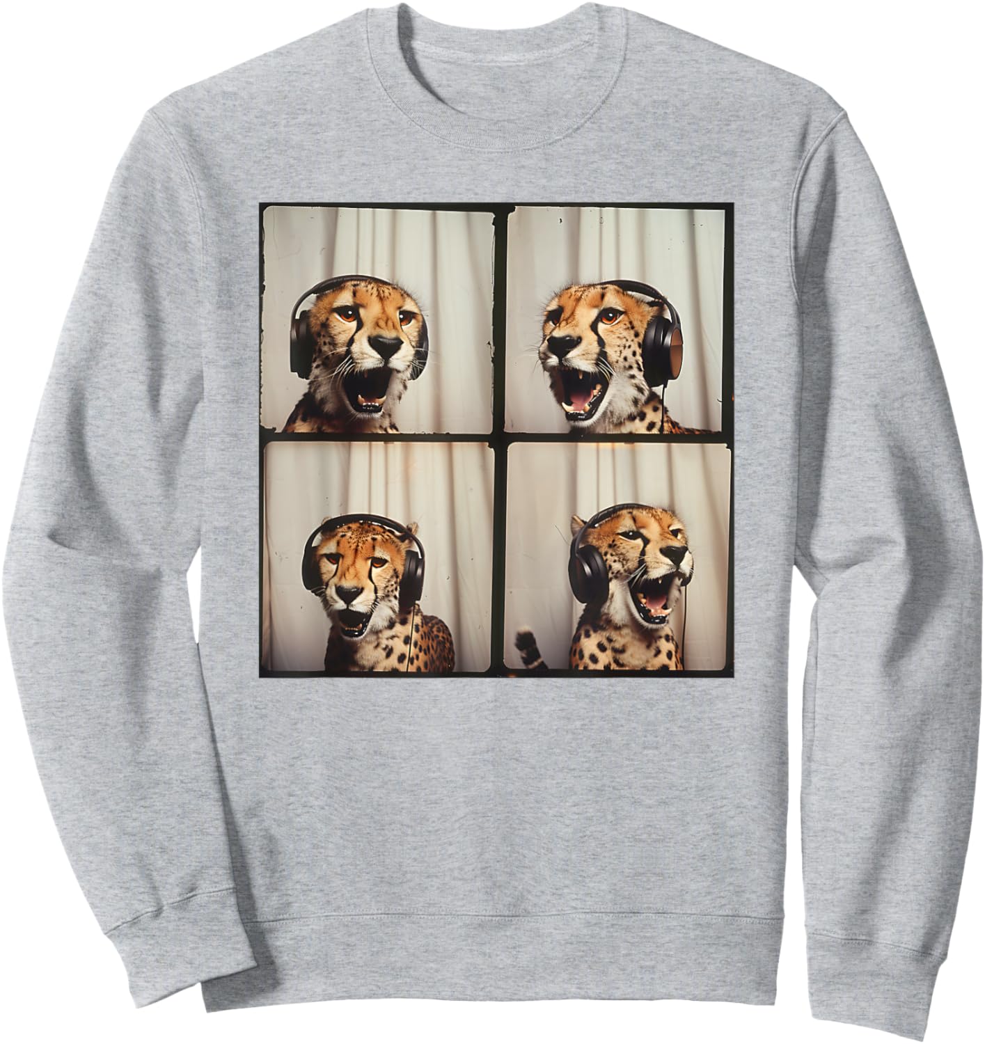 DJ Cheetah With Headphones Portrait Cool Cheetah Sweatshirt - Sweatshirt | Ash