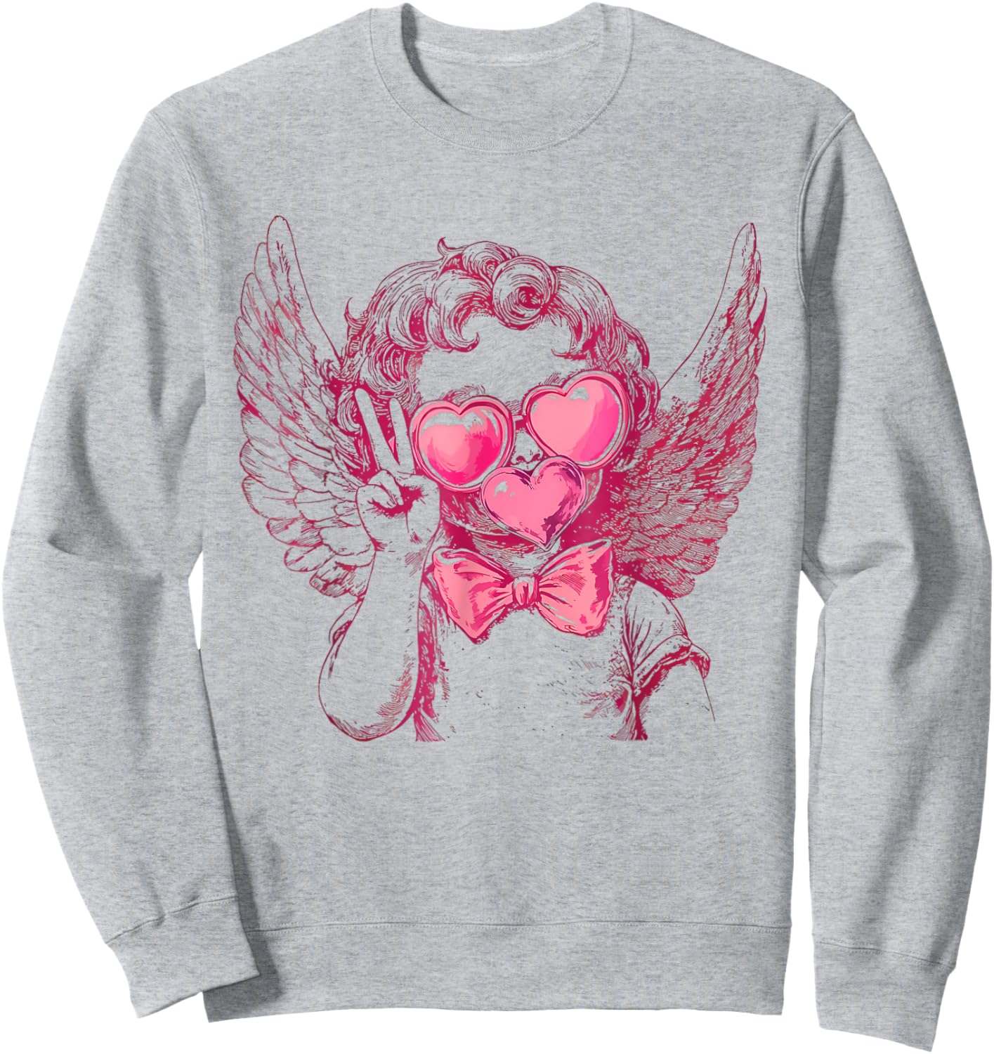 Cute Cupid Sunglasses Blowing Bubble Valentines Day Retro Sweatshirt - Sweatshirt | Ash