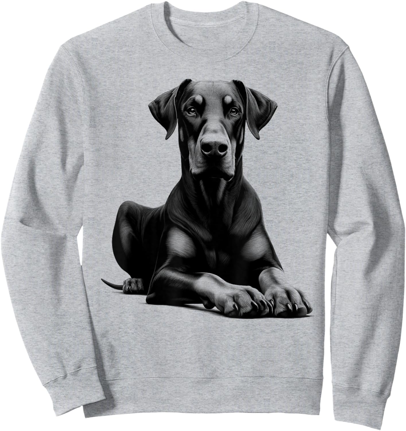 Cool Doberman with Floppy Ears in Lying Pose Sweatshirt - Sweatshirt | Ash