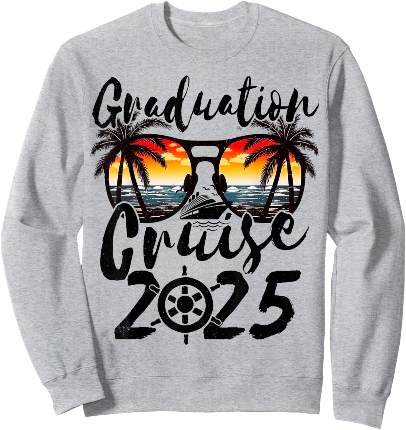 Senior Graduation Trip Cruise 2025 Retro Ship Party Cruise Sweatshirt - Sweatshirt | Ash