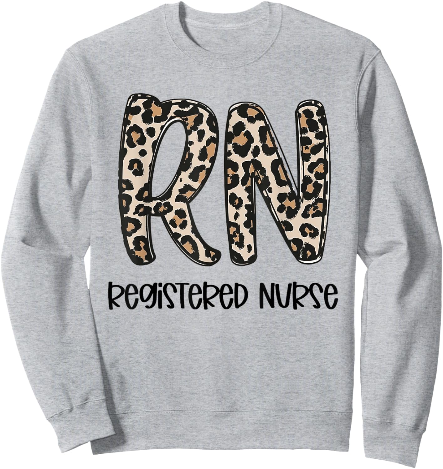 Women Registered Nurse - RN Nursing Leopard Print Nurse Day Sweatshirt - Sweatshirt | Ash