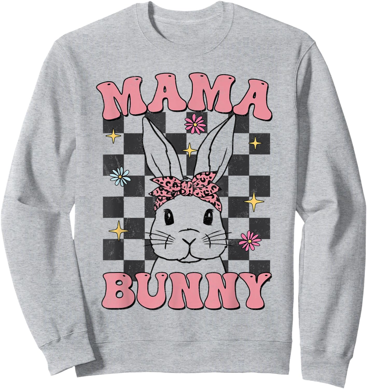Retro Groovy Mama Bunny Matching Family Easter Mom Mother Sweatshirt - Sweatshirt | Ash