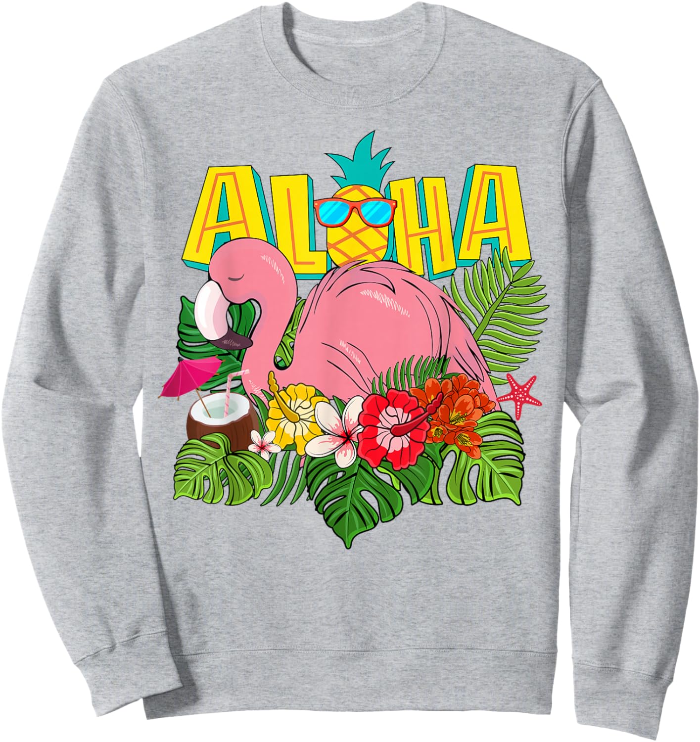 Girl Hawaiian Aloha Flamingo Hawaii Sweatshirt - Sweatshirt | Ash
