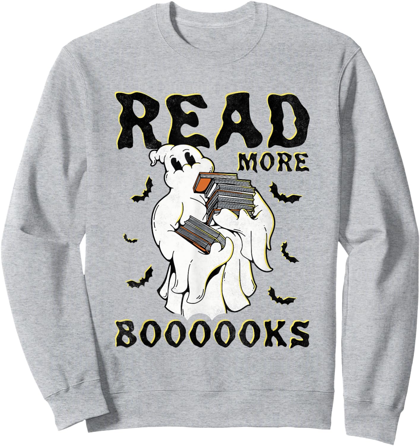 Read More Boooooks, Halloween Book Reading Ghost Sweatshirt - Sweatshirt | Ash